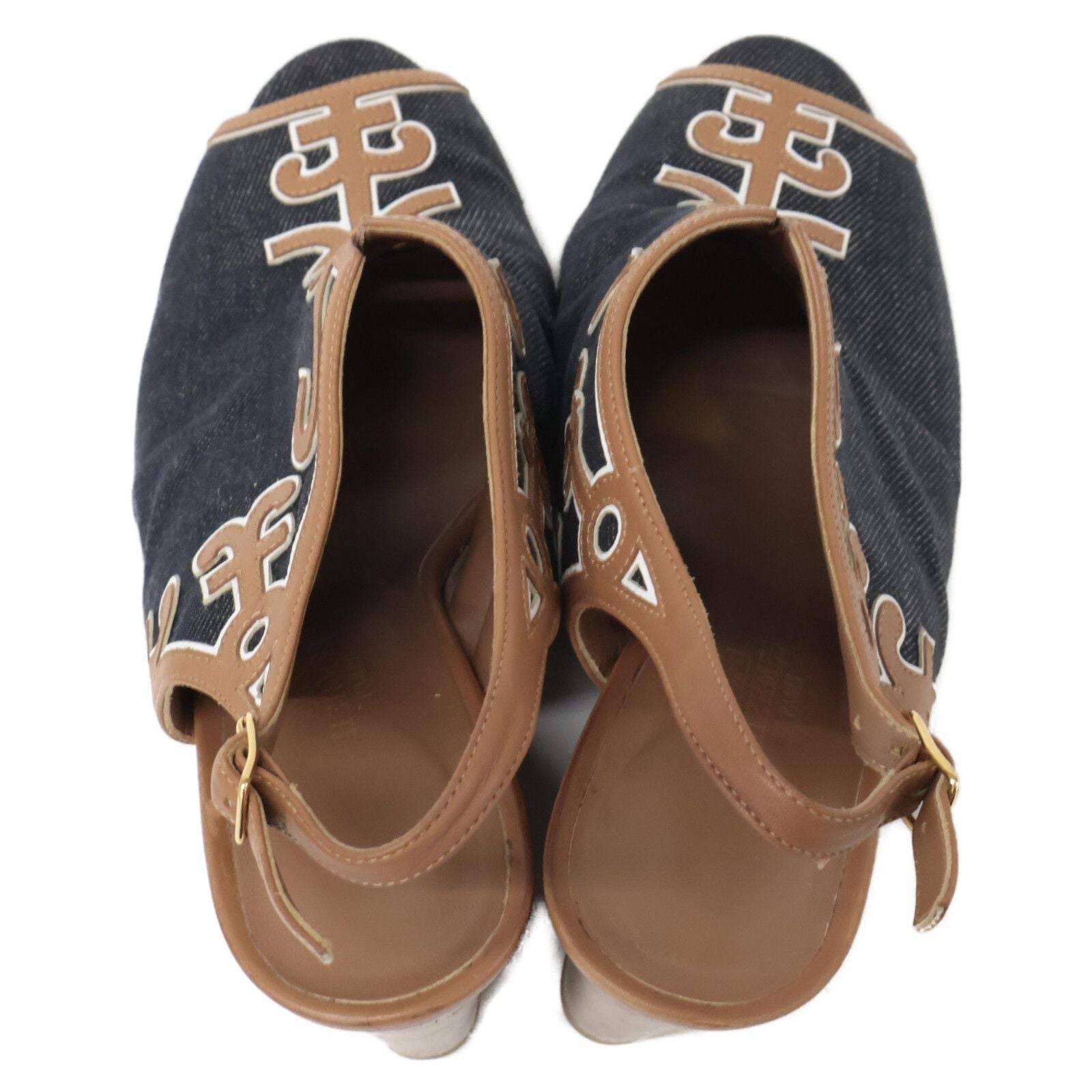 Hermes Denim Leather Sandals — view 6
