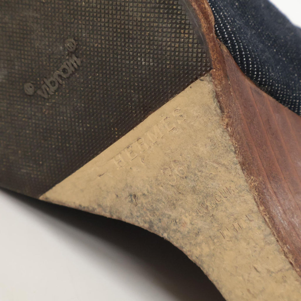 Hermes Denim Leather Sandals — view 8