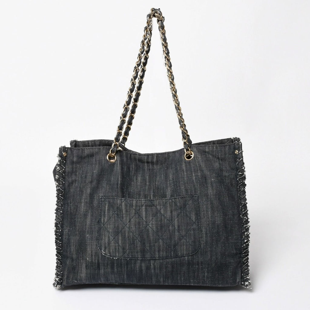 Chanel Chain Tote Bag Night Flight Embroidery CC Logo Denim — view 2