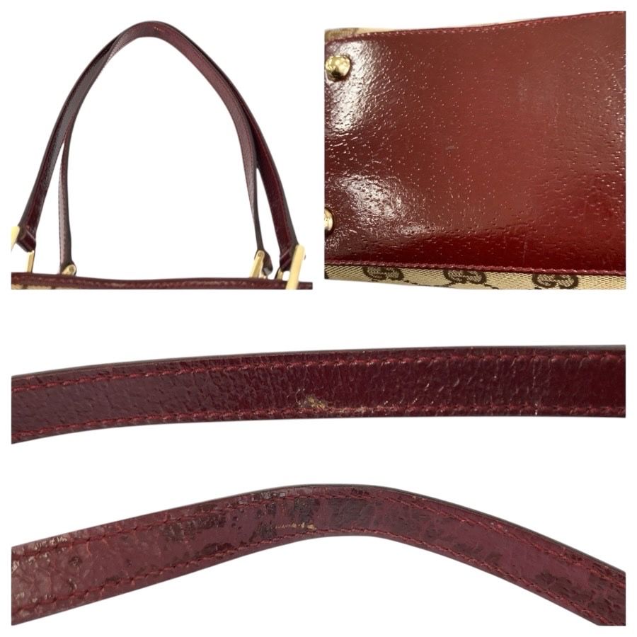 Gucci Beige Winered Gold GG Canvas Leather Tote Shoulder — view 6
