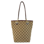 Gucci Beige Winered Gold GG Canvas Leather Tote Shoulder — view 2