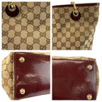 Gucci Beige Winered Gold GG Canvas Leather Tote Shoulder — view 5
