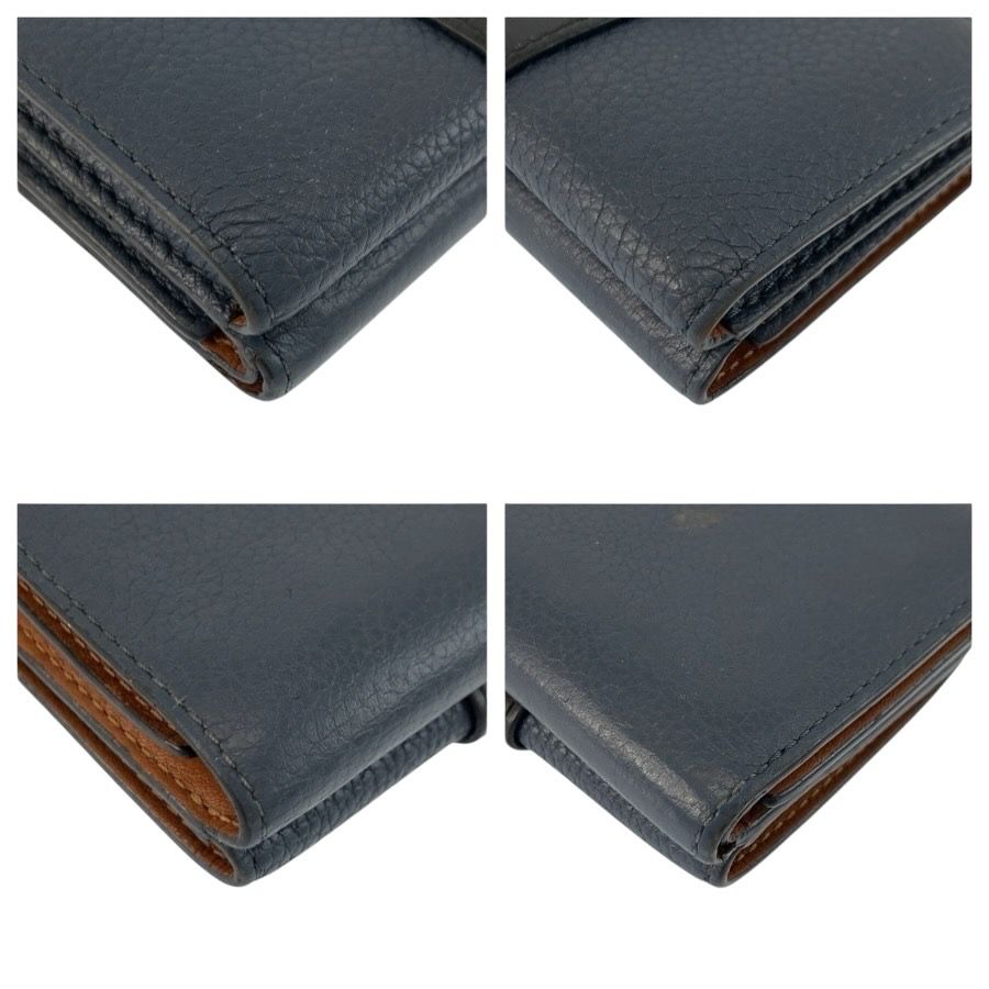 Loewe Trifold Wallet Navy Black Brown Leather Folded Compact — view 8