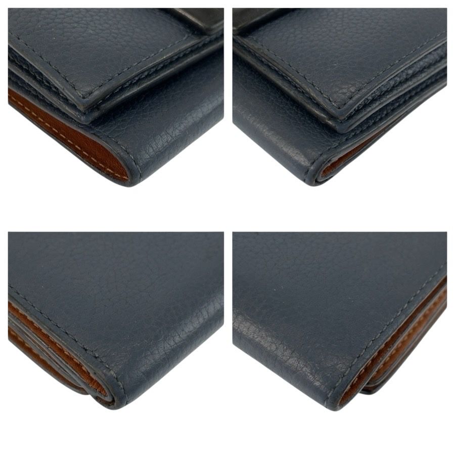 Loewe Trifold Wallet Navy Black Brown Leather Folded Compact — view 7