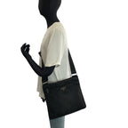 Prada Tessuto Black Silver Nylon Shoulder — view 7