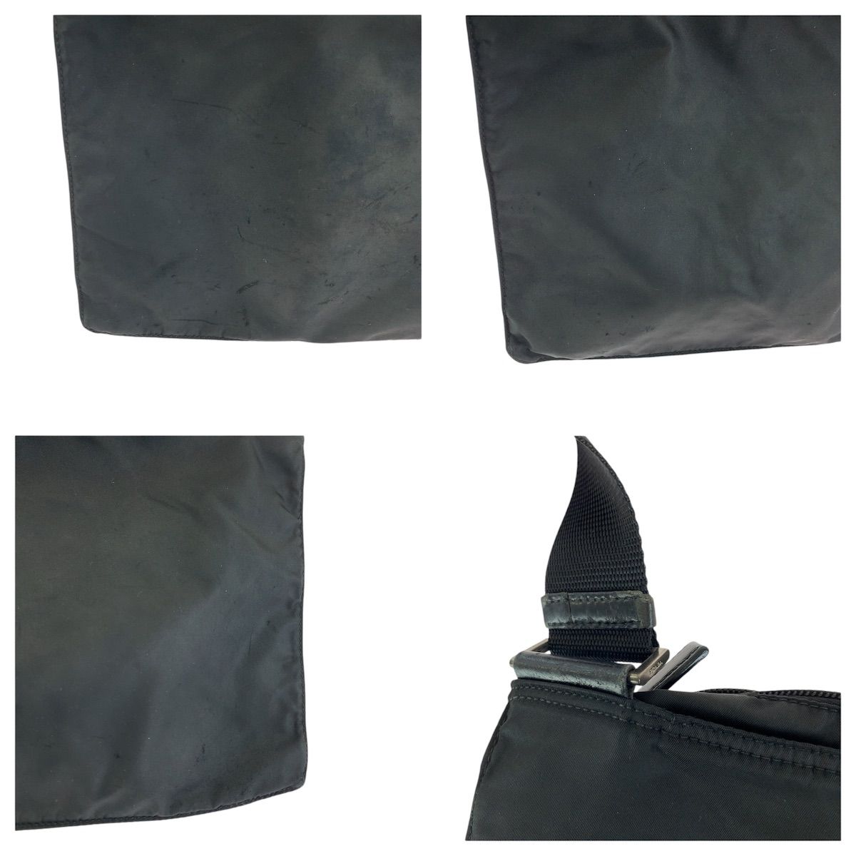 Prada Tessuto Black Silver Nylon Shoulder — view 6