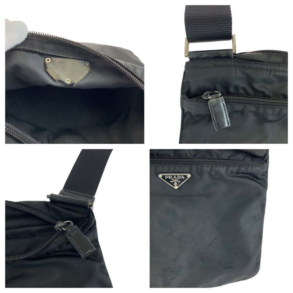Prada Tessuto Black Silver Nylon Shoulder — view 5