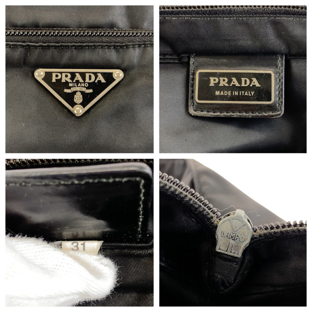 Prada Tessuto Black Silver Nylon Shoulder — view 4
