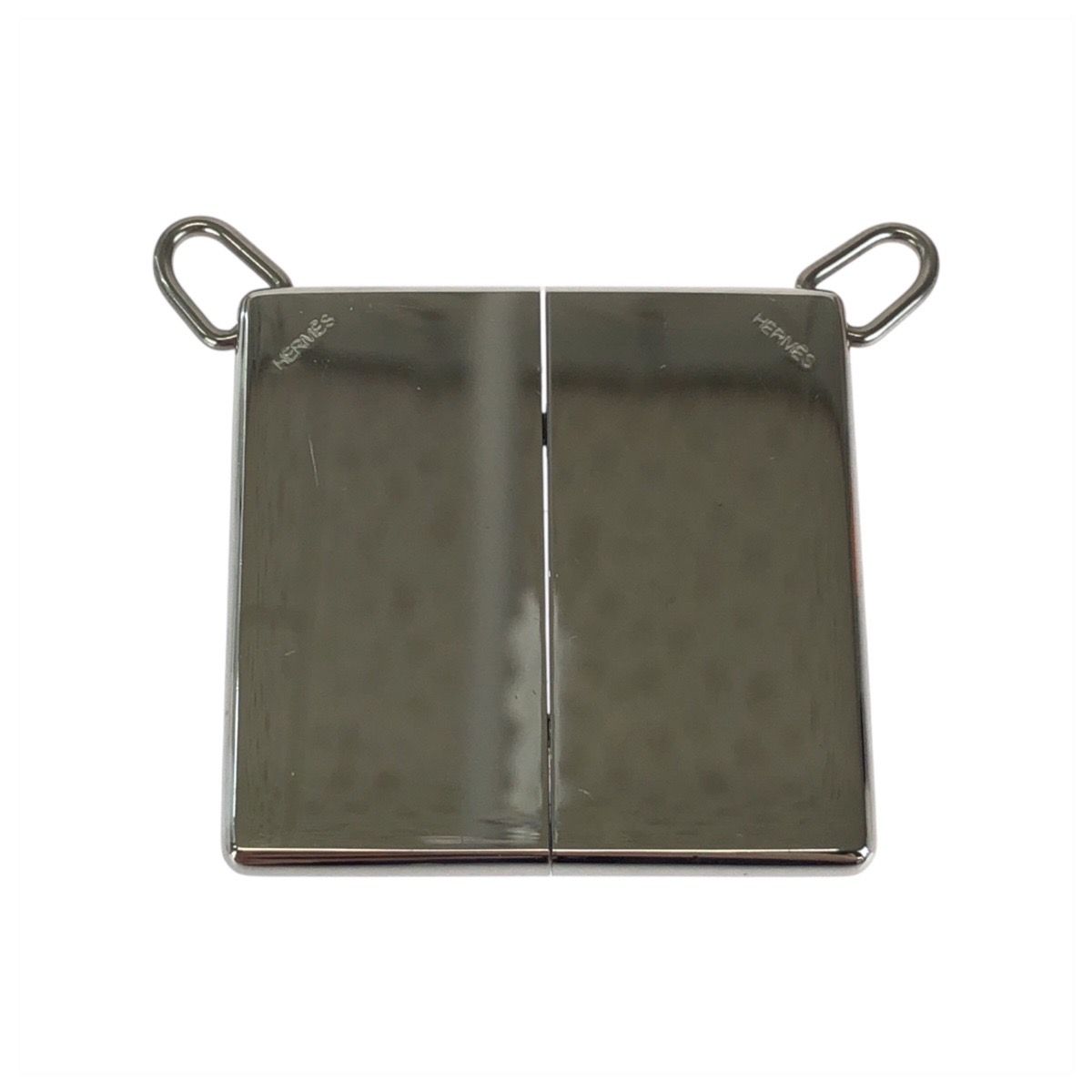 Hermes Symbol Silver Black Metal Leather Necklace — view 3