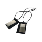 Hermes Symbol Silver Black Metal Leather Necklace
