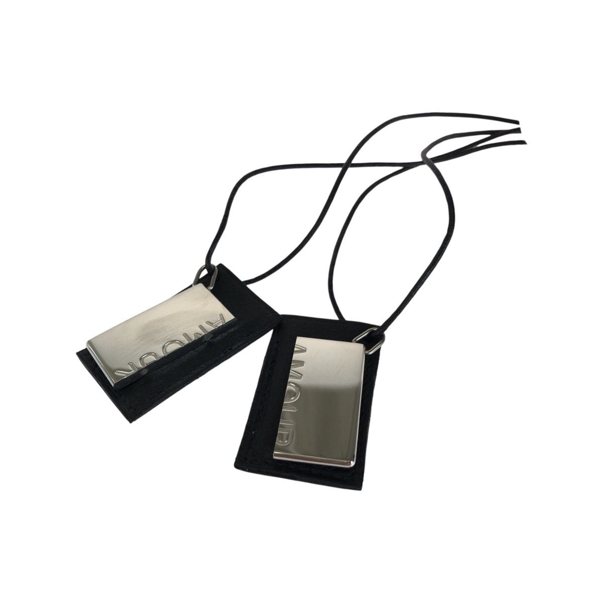 Hermes Symbol Silver Black Metal Leather Necklace