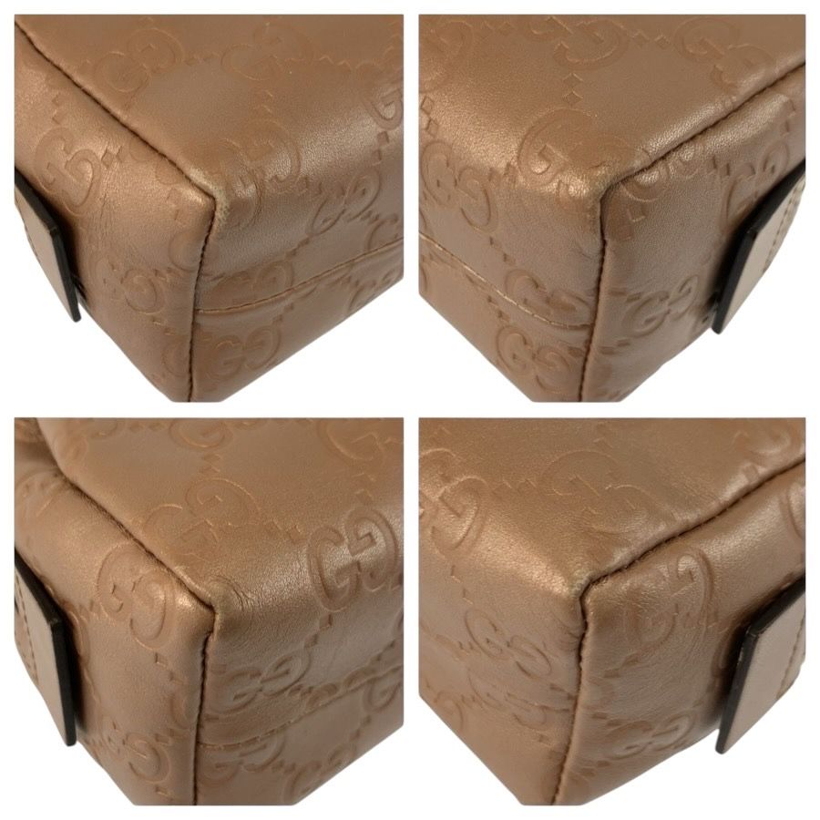Gucci Guccissima Metallic Pink Beige Leather Pouch Makeup — view 4