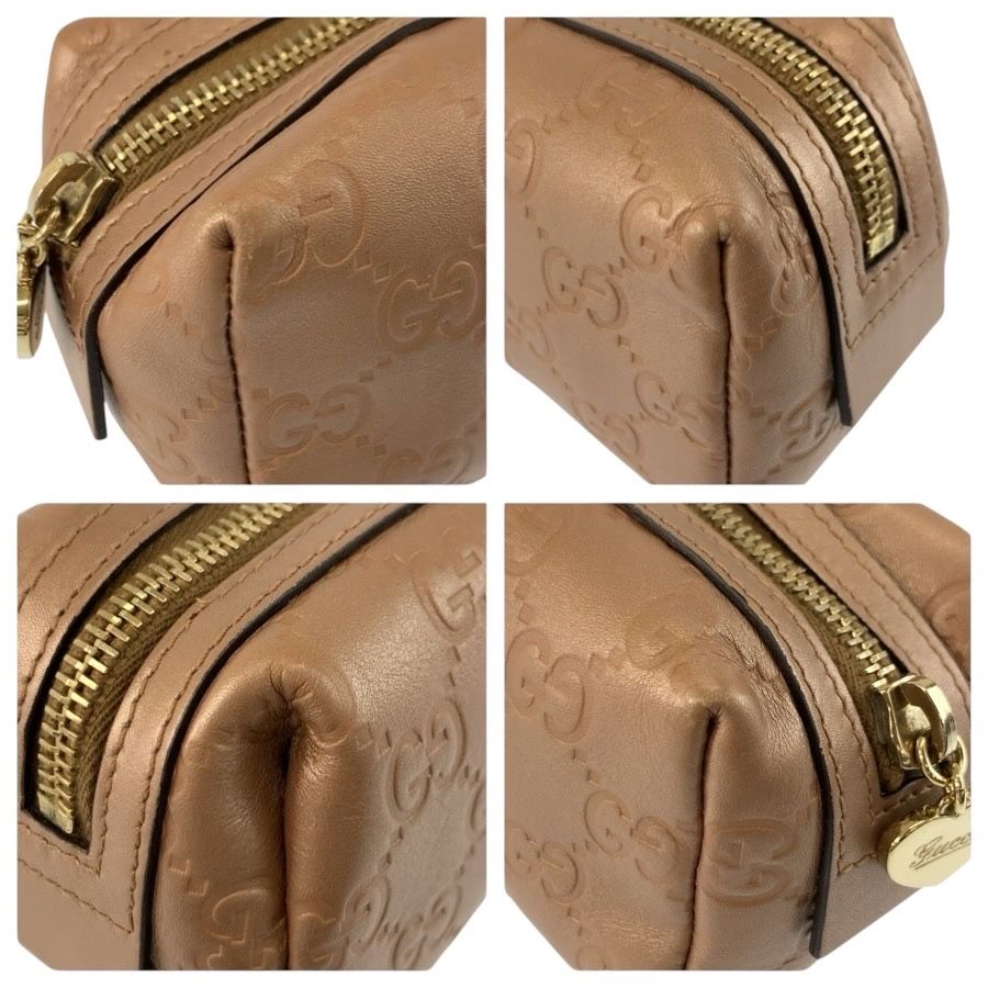 Gucci Guccissima Metallic Pink Beige Leather Pouch Makeup — view 5