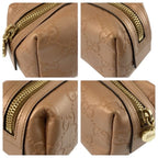Gucci Guccissima Metallic Pink Beige Leather Pouch Makeup — view 5