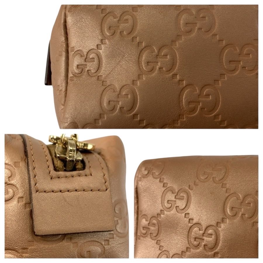 Gucci Guccissima Metallic Pink Beige Leather Pouch Makeup — view 6