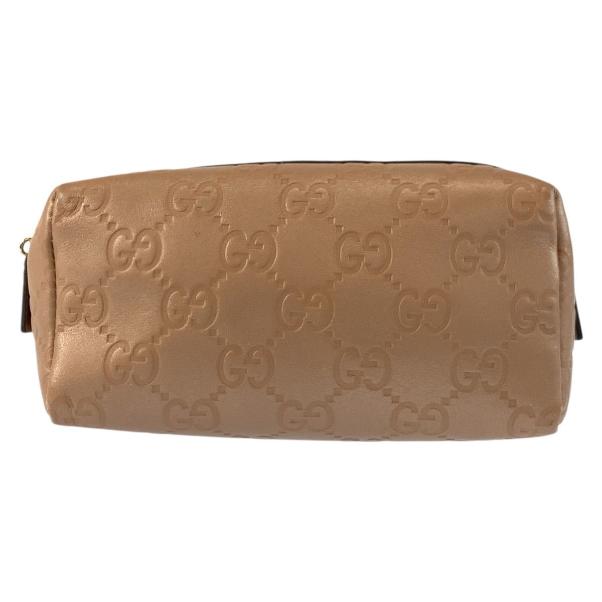 Gucci Guccissima Metallic Pink Beige Leather Pouch Makeup