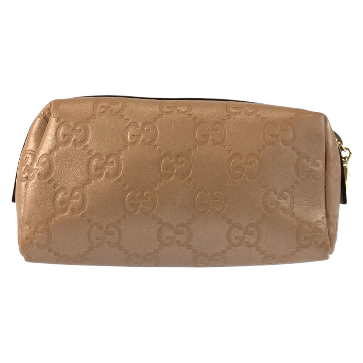 Gucci Guccissima Metallic Pink Beige Leather Pouch Makeup — view 2