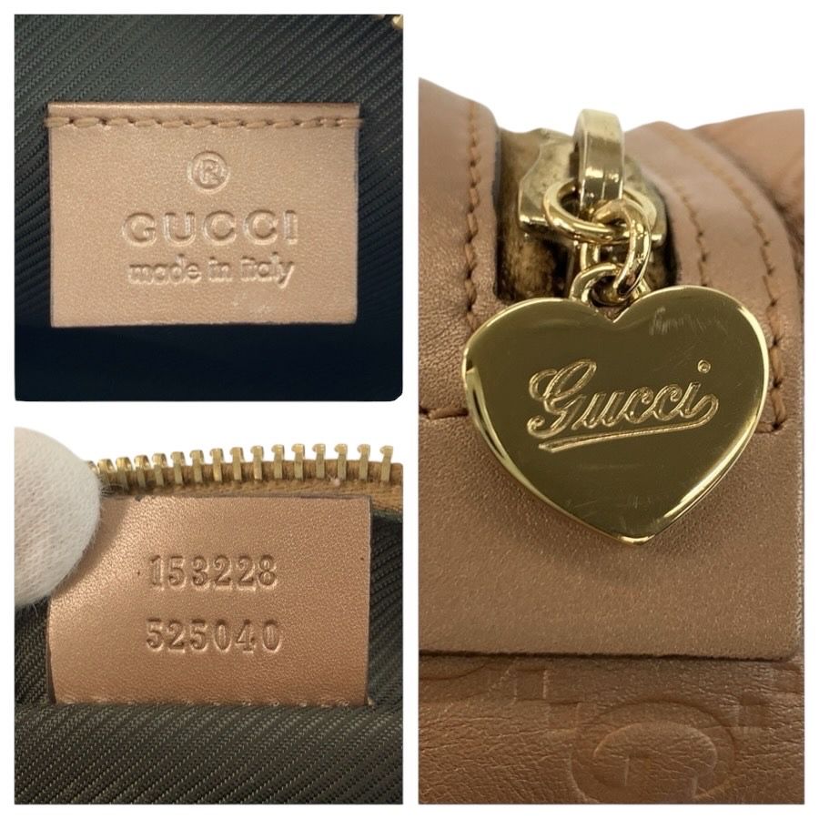 Gucci Guccissima Metallic Pink Beige Leather Pouch Makeup — view 3