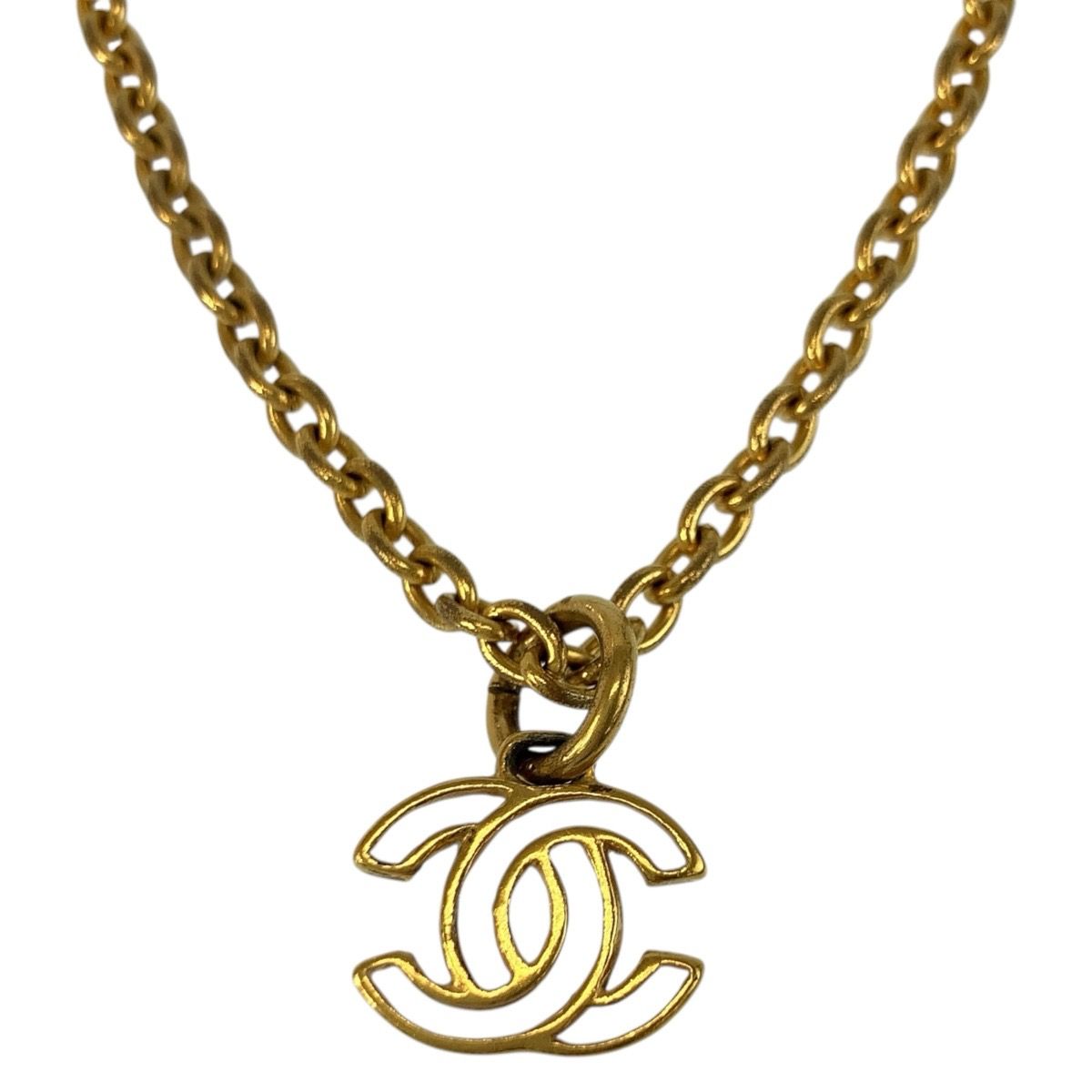 Chanel Vintage CC Logo Gold Plated Necklace