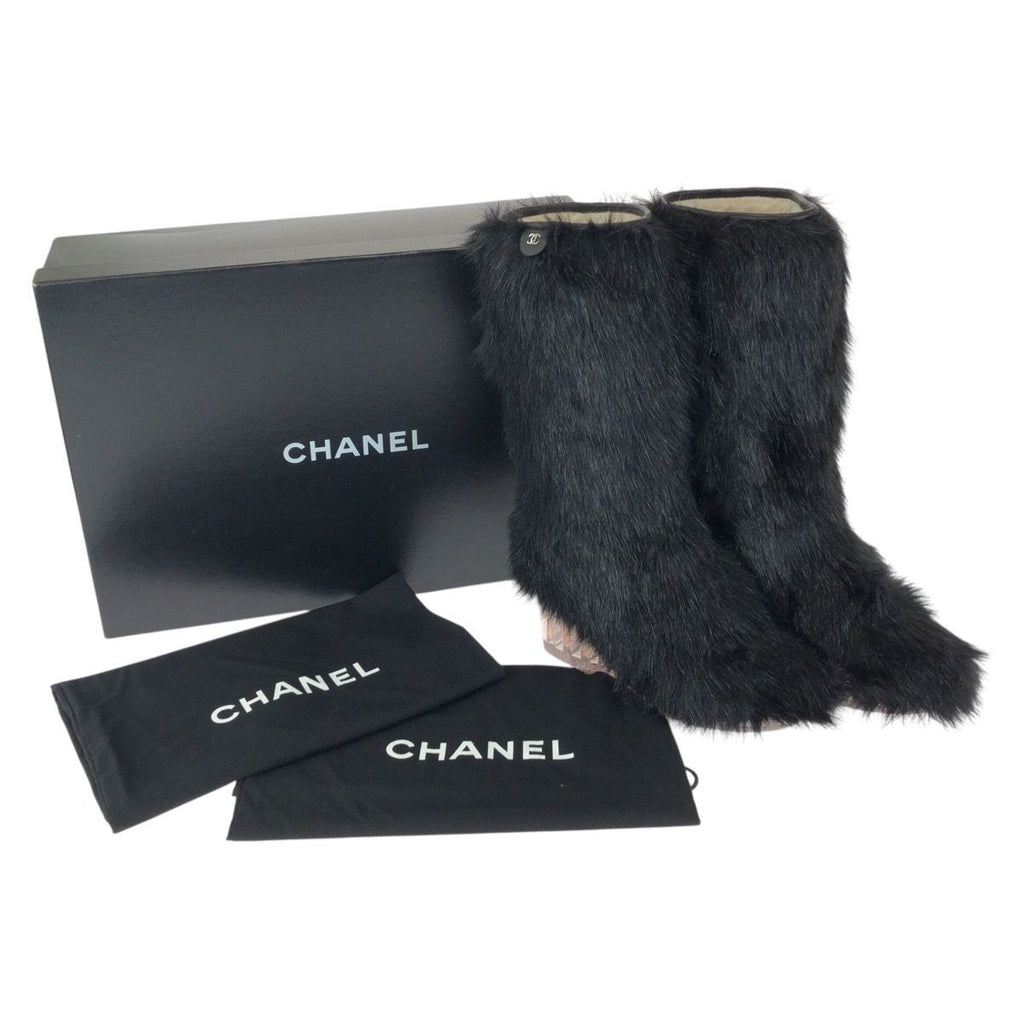Chanel Fantasy 37 Black Silver Acrylic Polyester Boots — view 9