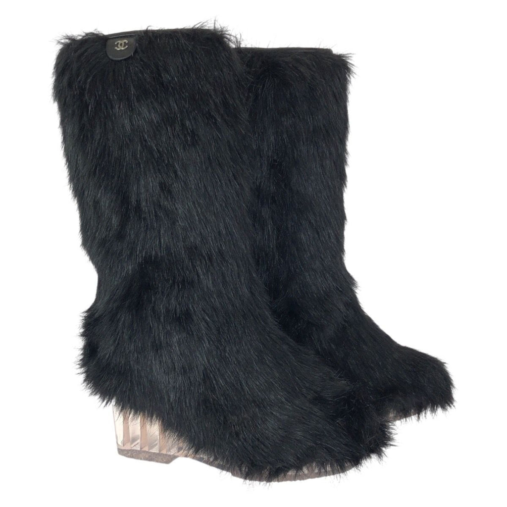 Chanel Fantasy 37 Black Silver Acrylic Polyester Boots — view 3