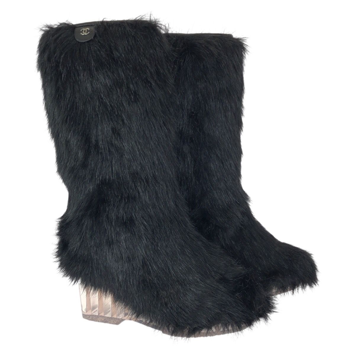 Chanel Fantasy 37 Black Silver Acrylic Polyester Boots — view 3