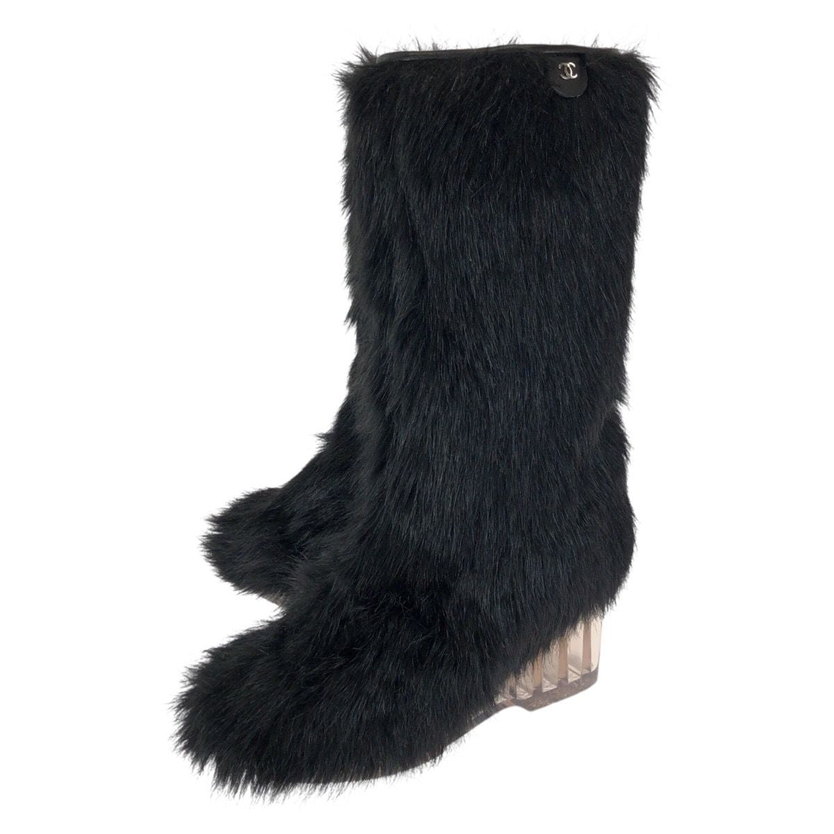 Chanel Fantasy 37 Black Silver Acrylic Polyester Boots