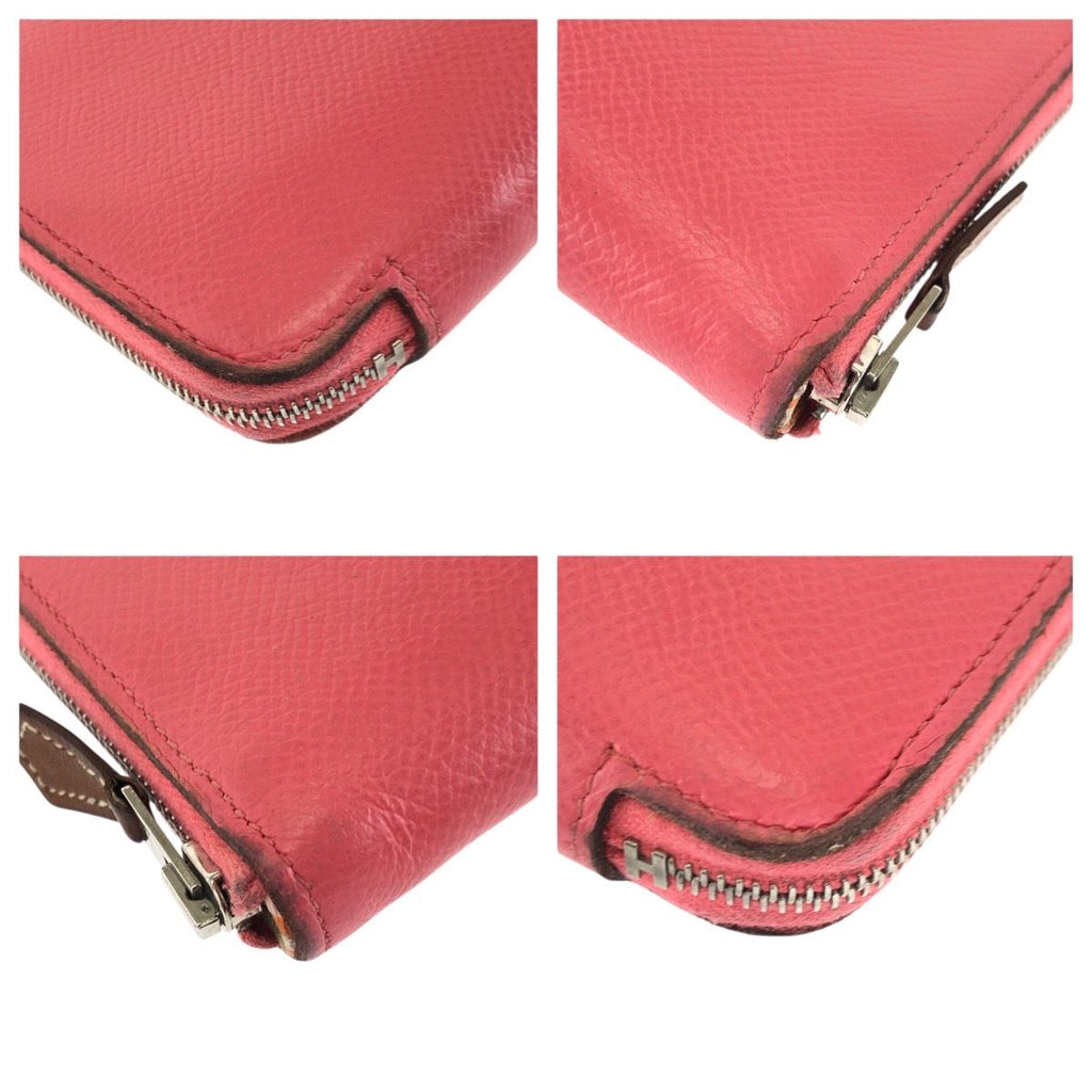 Hermes Azap Long Silk in Rose Azalea Pink Silver Veau Zip Around Wallet — view 3
