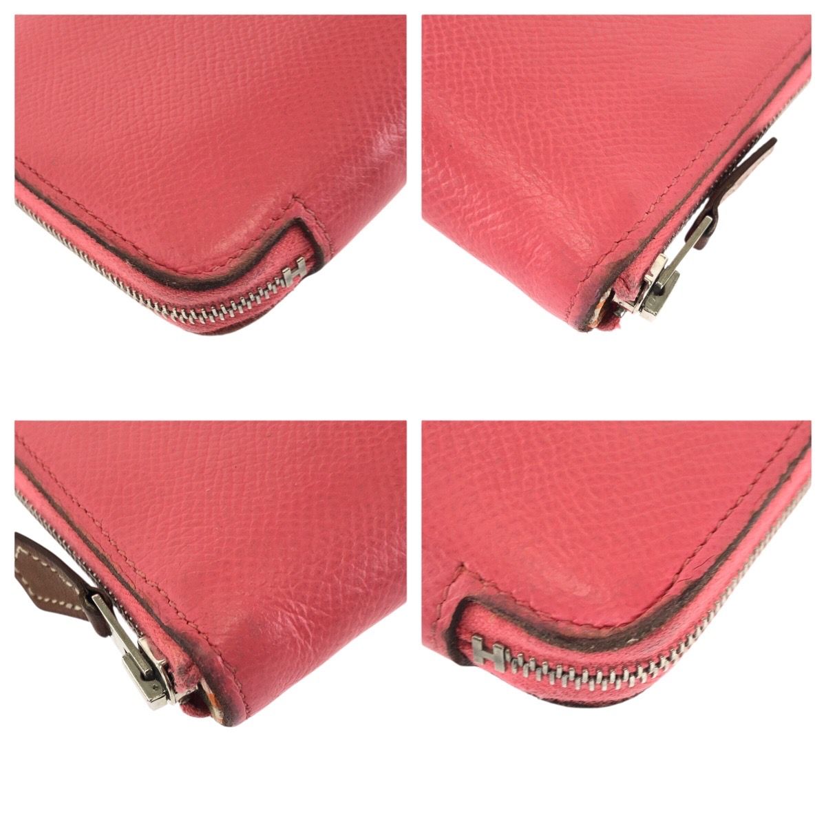 Hermes Azap Long Silk in Rose Azalea Pink Silver Veau Zip Around Wallet — view 3