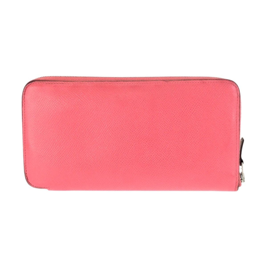 Hermes Azap Long Silk in Rose Azalea Pink Silver Veau Zip Around Wallet
