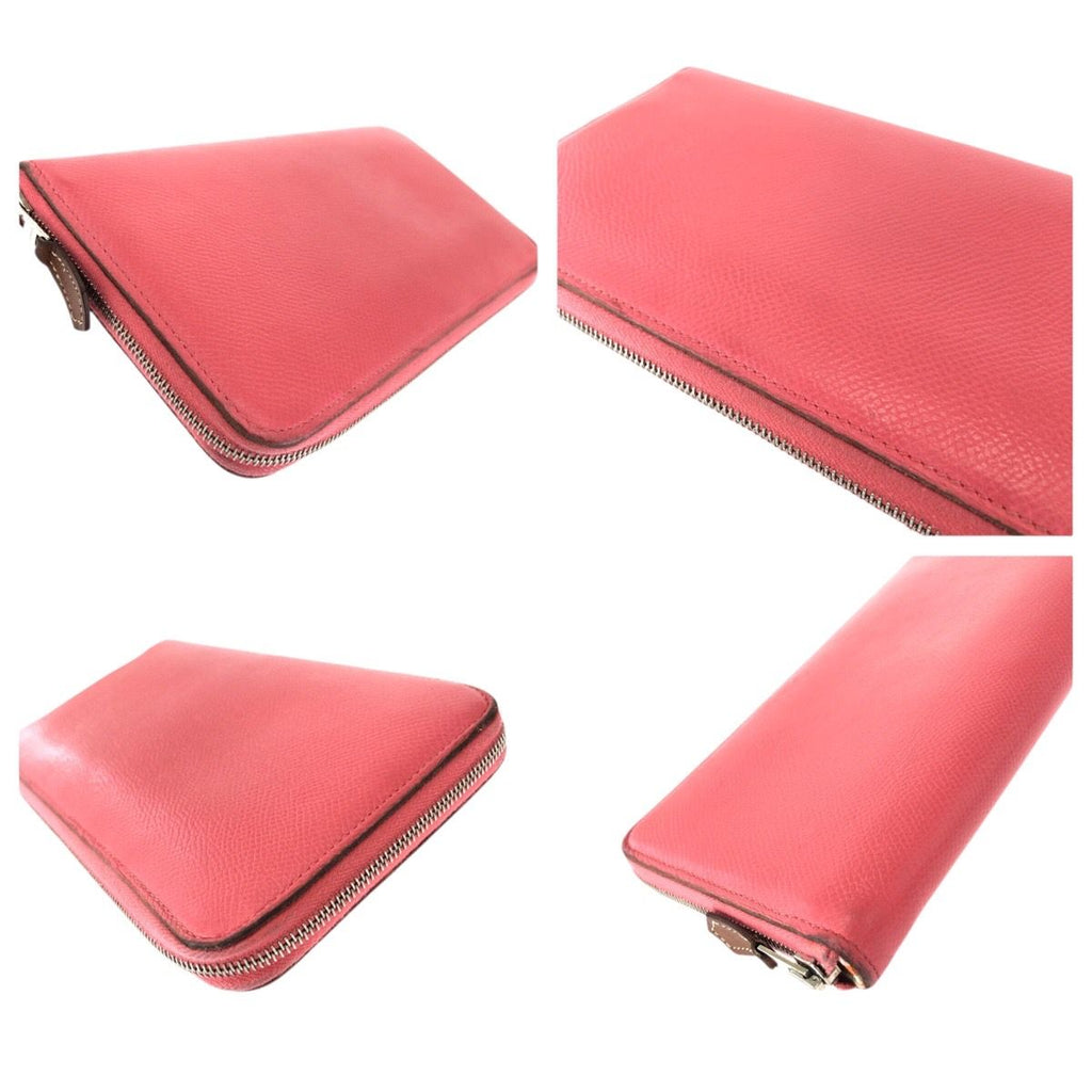 Hermes Azap Long Silk in Rose Azalea Pink Silver Veau Zip Around Wallet — view 6
