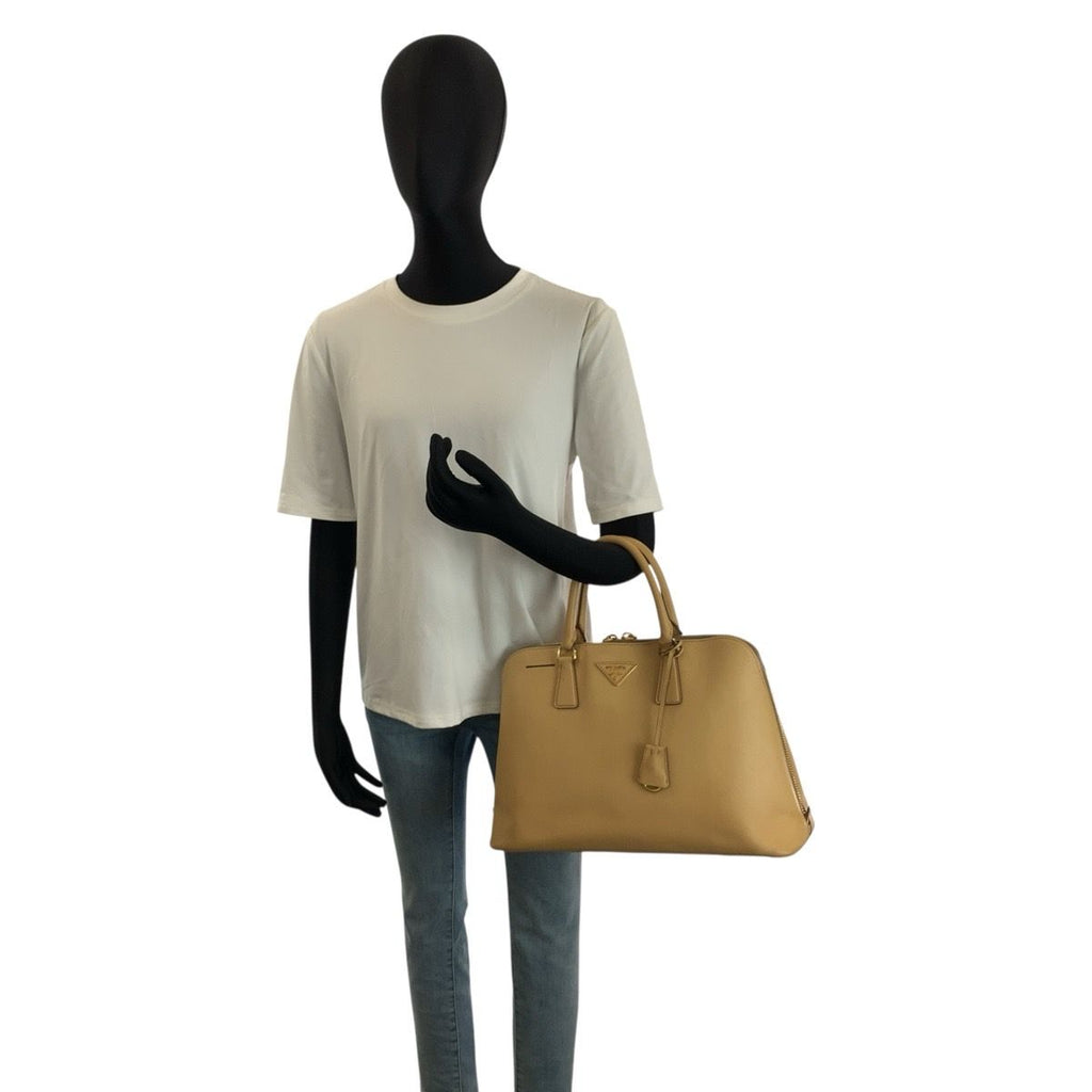 Prada Saffiano Beige Gold Leather Tote — view 7