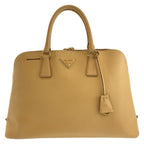 Prada Saffiano Beige Gold Leather Tote