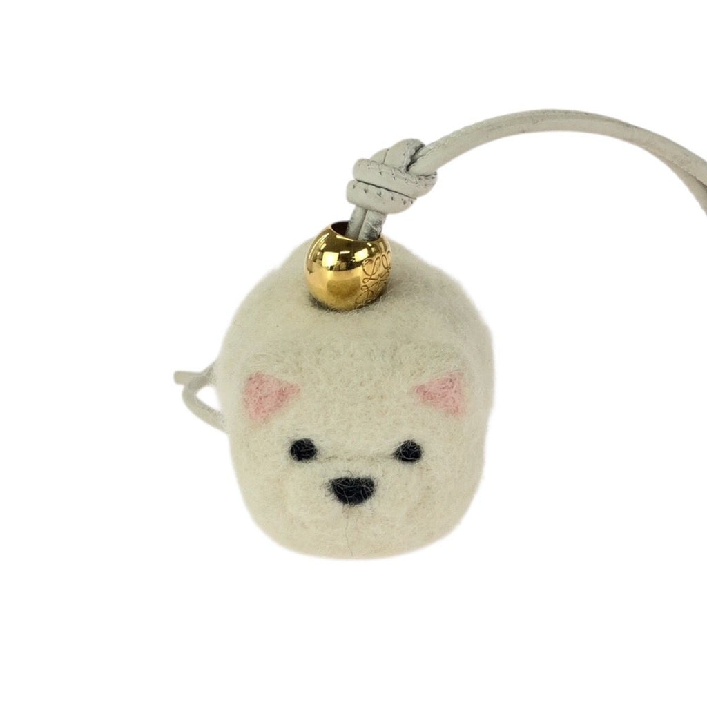 Loewe Chow Charm Off White Gold Felt Leather Key Holder Strap