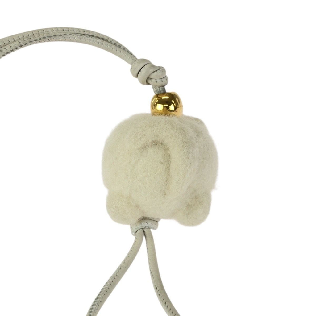 Loewe Chow Charm Off White Gold Felt Leather Key Holder Strap — view 2