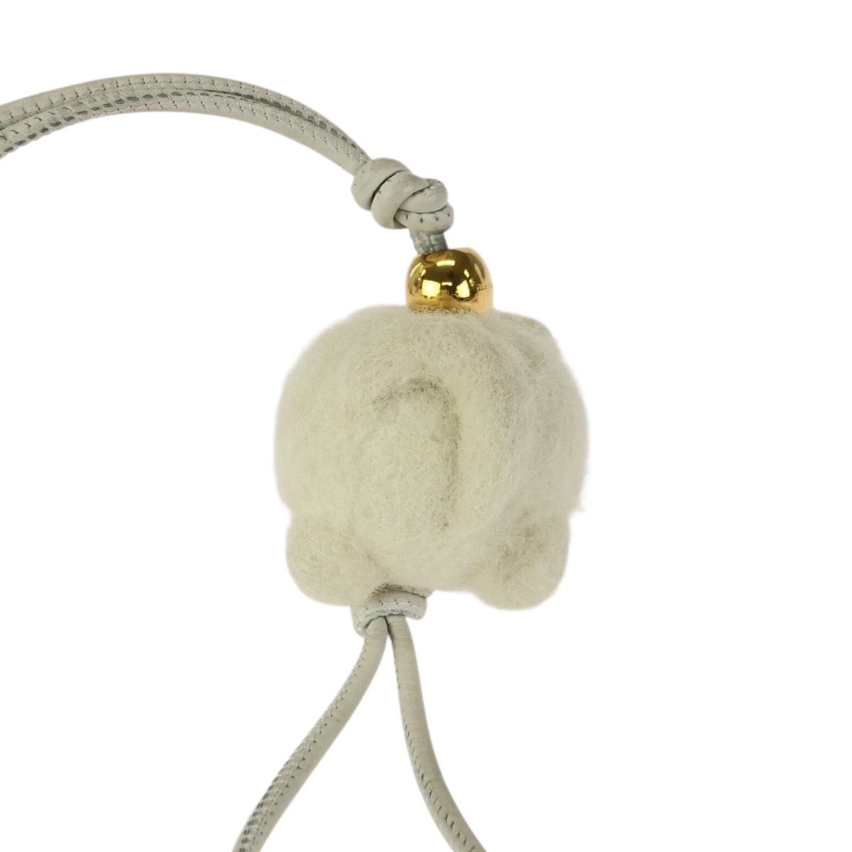 Loewe Chow Charm Off White Gold Felt Leather Key Holder Strap — view 2