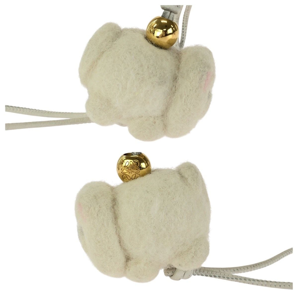 Loewe Chow Charm Off White Gold Felt Leather Key Holder Strap — view 3