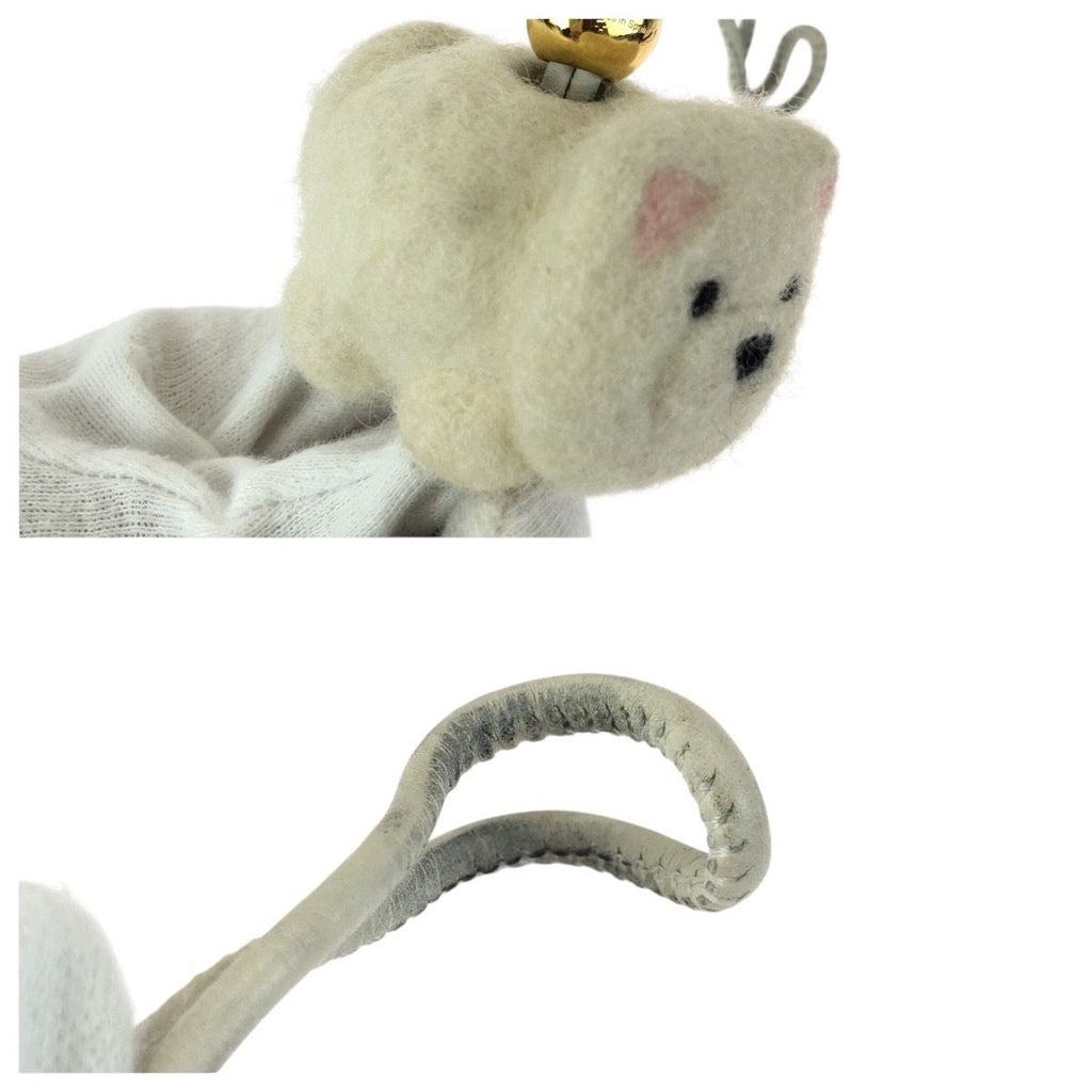 Loewe Chow Charm Off White Gold Felt Leather Key Holder Strap — view 5