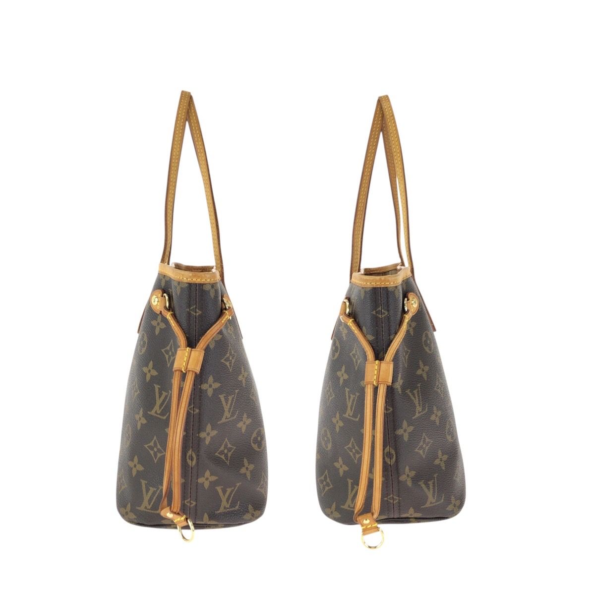 Louis Vuitton Monogram Neverfull PM Brown Gold Leather Tote — view 8