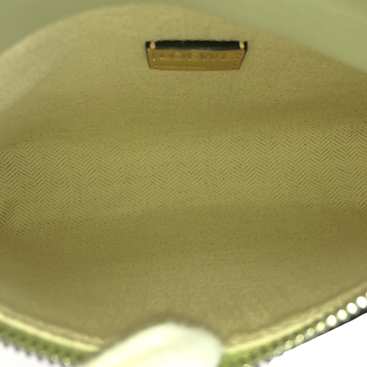 Loewe Anagram Mini T Pouch Green Beige Silver Leather Clutch — view 6