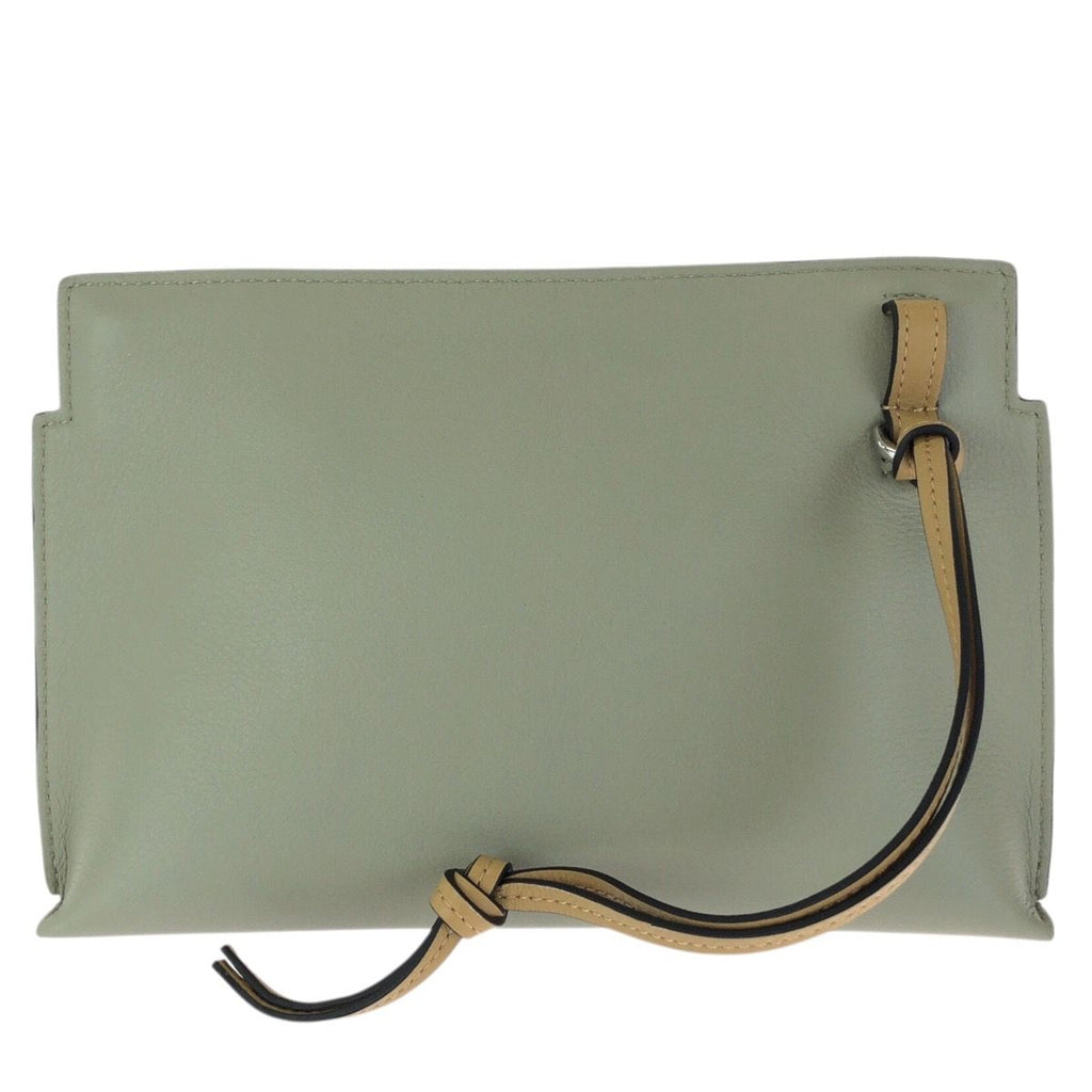Loewe Anagram Mini T Pouch Green Beige Silver Leather Clutch — view 2