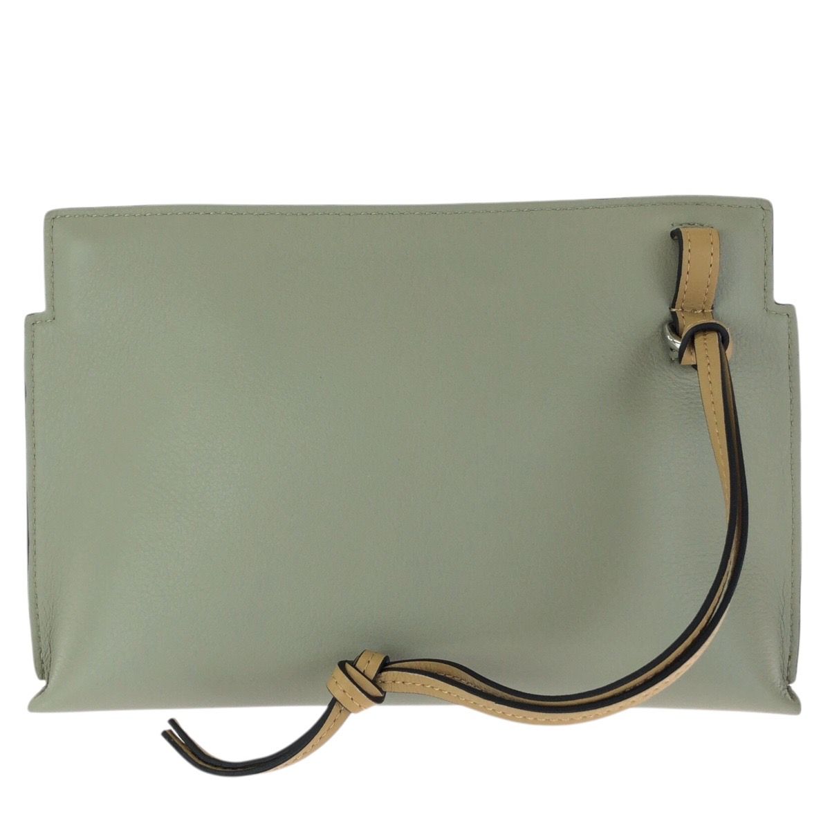 Loewe Anagram Mini T Pouch Green Beige Silver Leather Clutch — view 2
