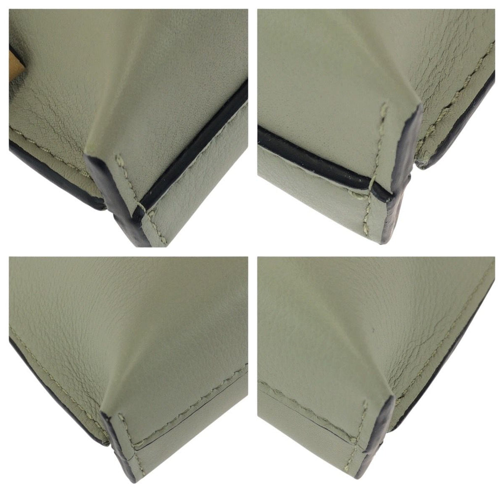 Loewe Anagram Mini T Pouch Green Beige Silver Leather Clutch — view 3