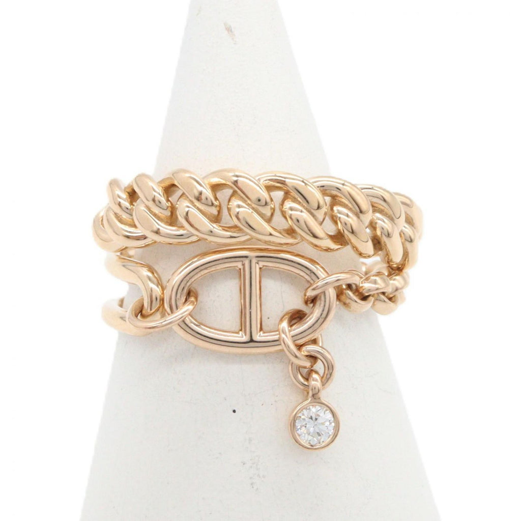 Hermes Ring Chaine D'ancre Chaos 18k Pink Gold Diamond