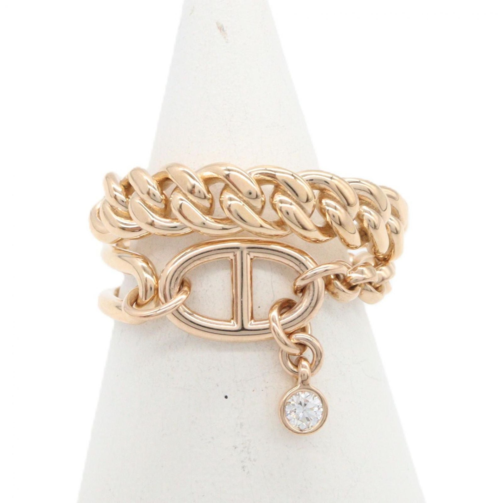 Hermes Ring Chaine D'ancre Chaos 18k Pink Gold Diamond