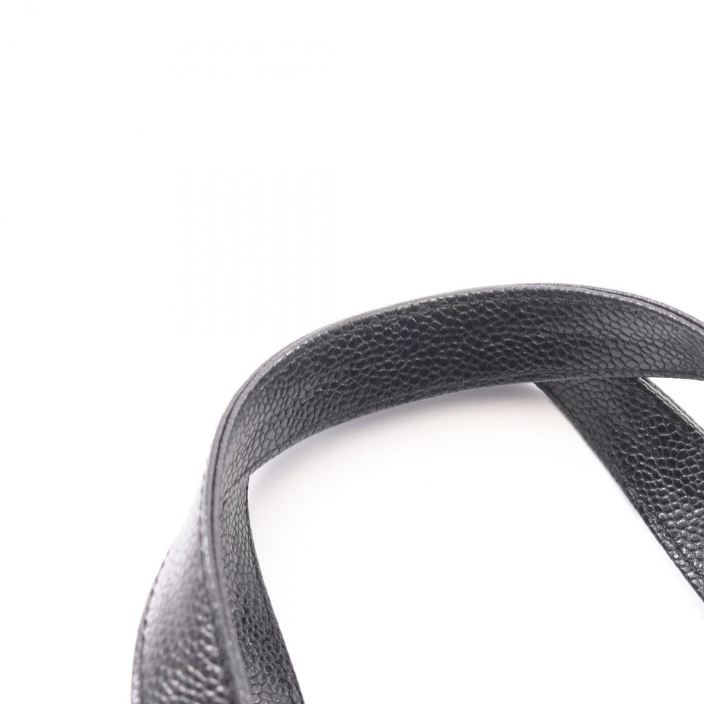 Chanel Tote Logo Black Caviar Leather Stitch — view 8