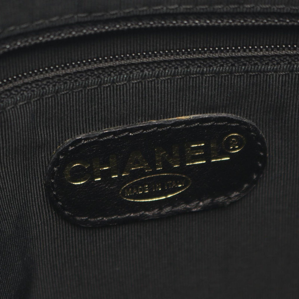 Chanel Tote Logo Black Caviar Leather Stitch — view 4