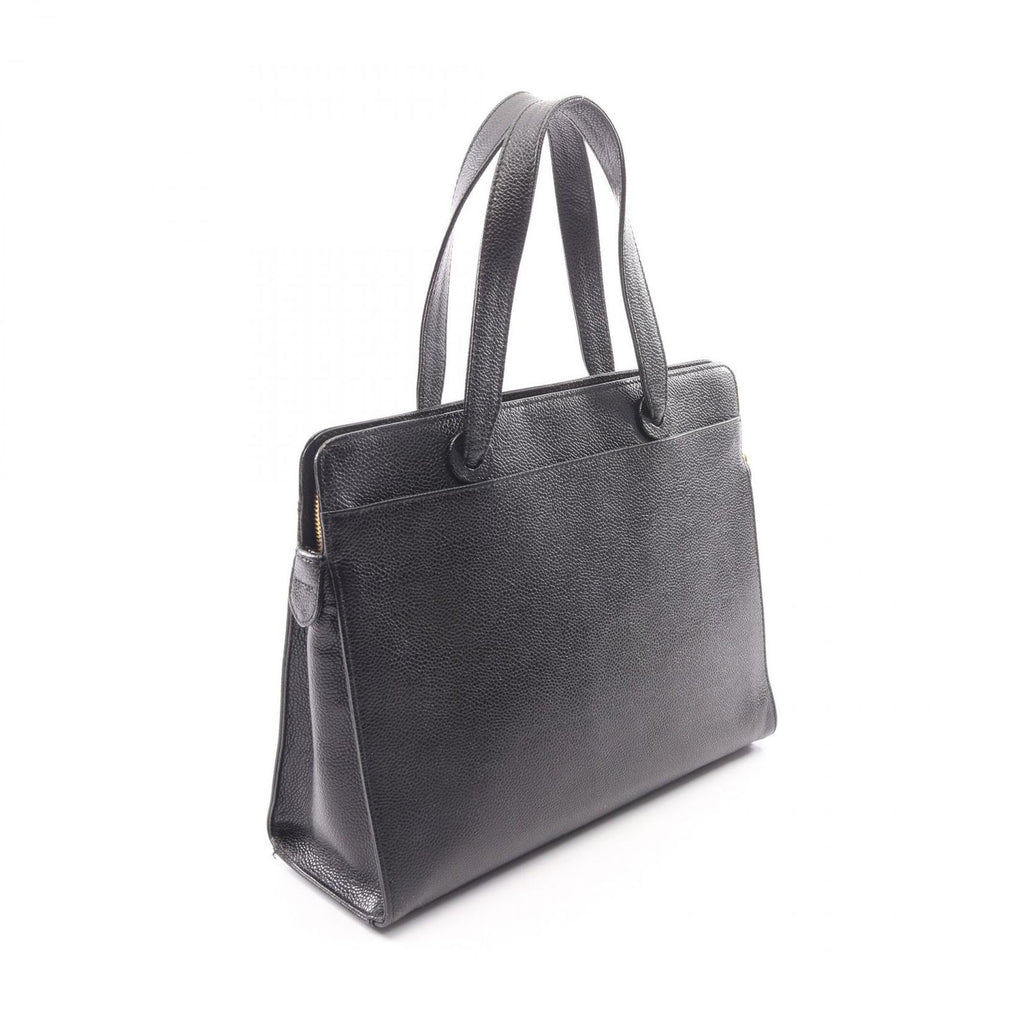 Chanel Tote Logo Black Caviar Leather Stitch — view 2