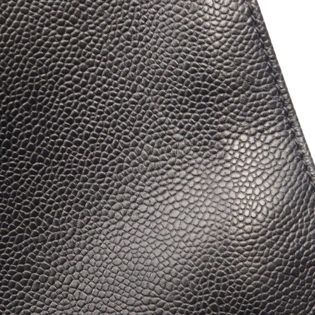 Chanel Tote Logo Black Caviar Leather Stitch — view 7