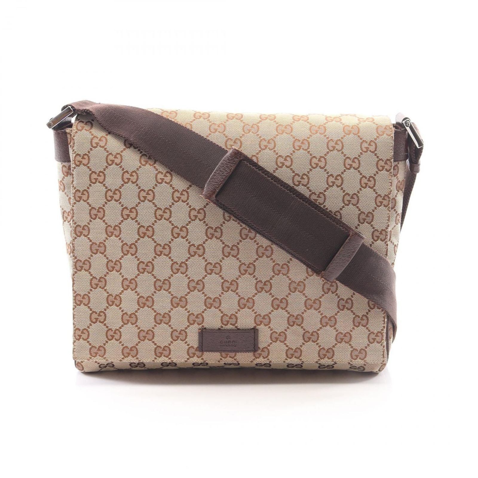 Gucci Shoulder Bag GG Canvas Beige Dark Brown
